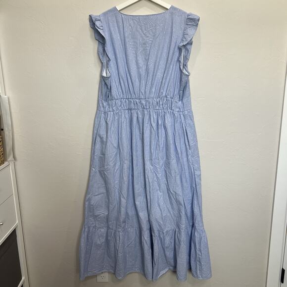 Lane Bryant Plus 22 Maxi Dress Cap Flutter Sleeve Flounce Hem Feminine Romantic - Picture 10 of 16